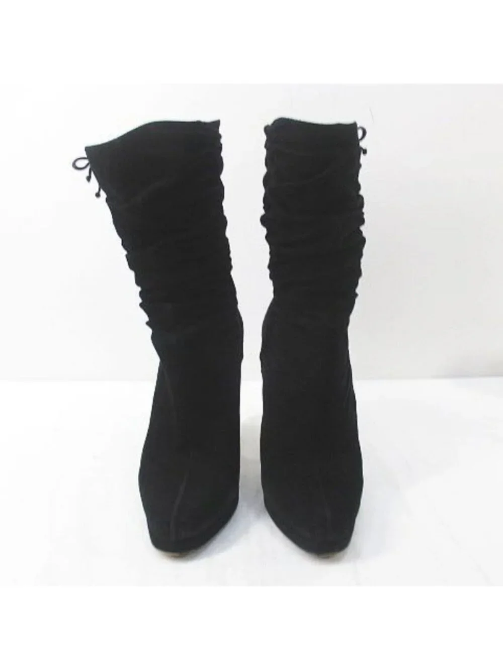 Gucci Middle Boots Side Gathered Ribbon Black Suede 38 - Picture 5 of 8